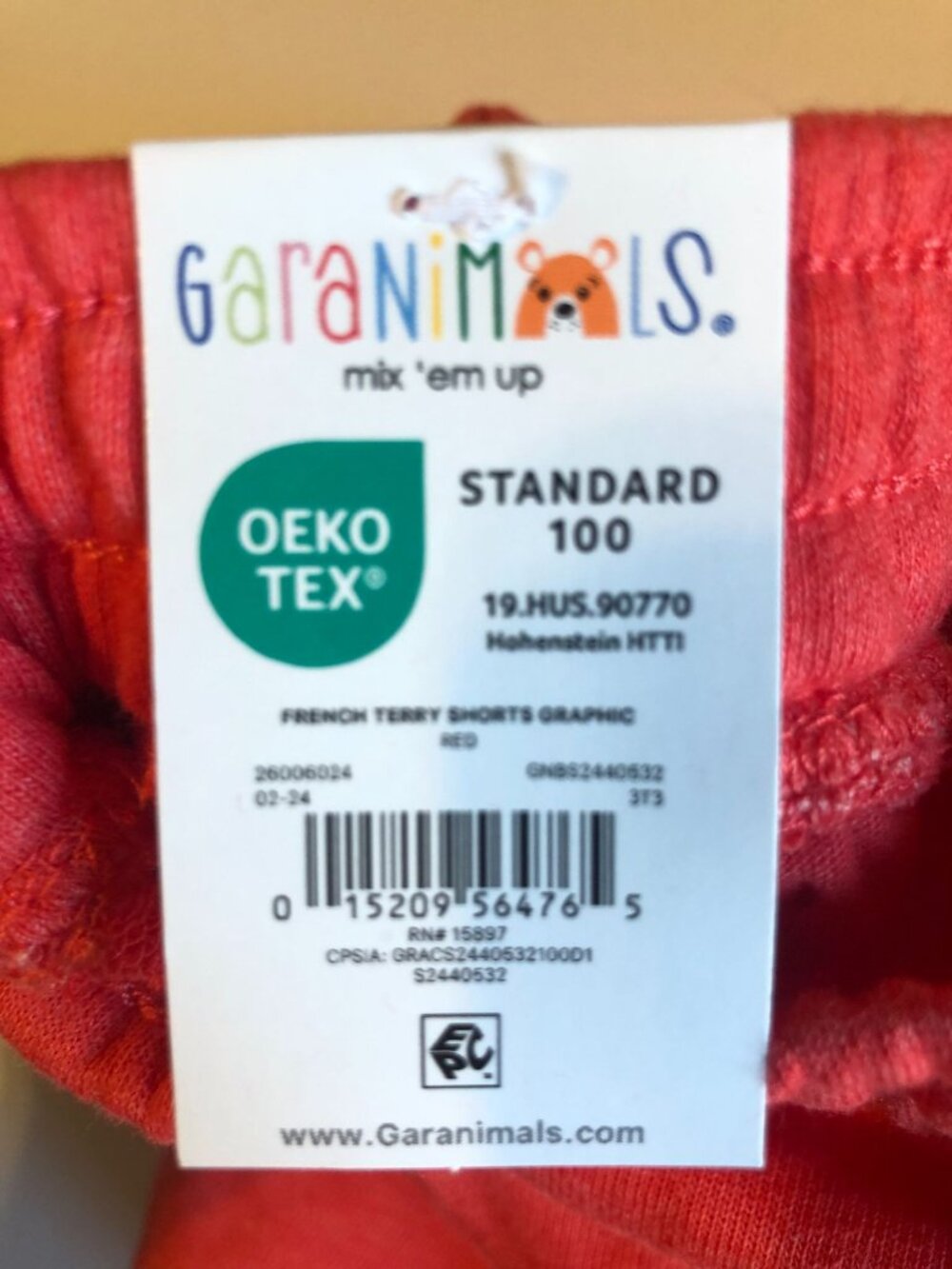 Garanimals Baby Red Dinosaur French Terry Shorts 6-9 Months - Picture 4 of 6